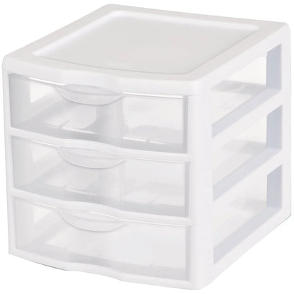 Small Drawer Storage Unit, Plastic Stac kable Organizer, Clear Front Drawers for Desktop, Office, Home, Crafts