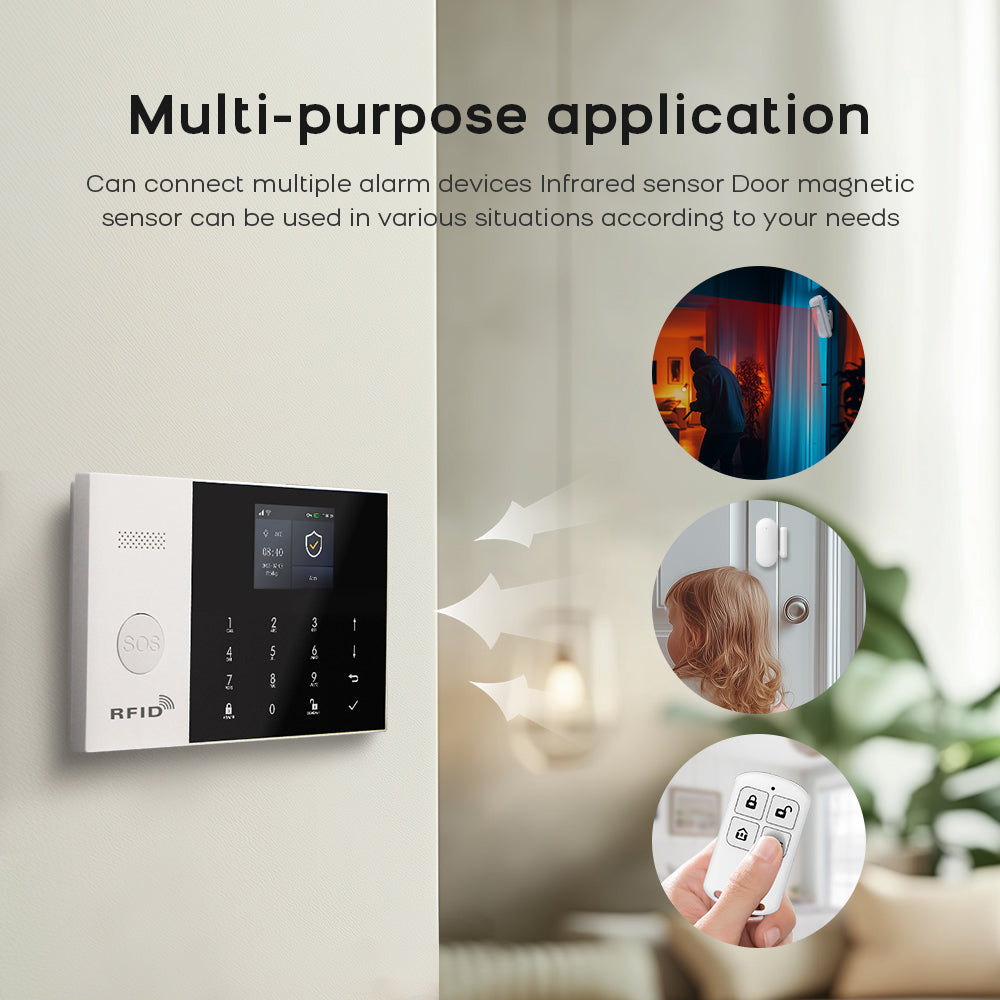 Smart Home Security System, Tuya GSM WiFi Alarm with Alexa Integration - Wireless Alarm