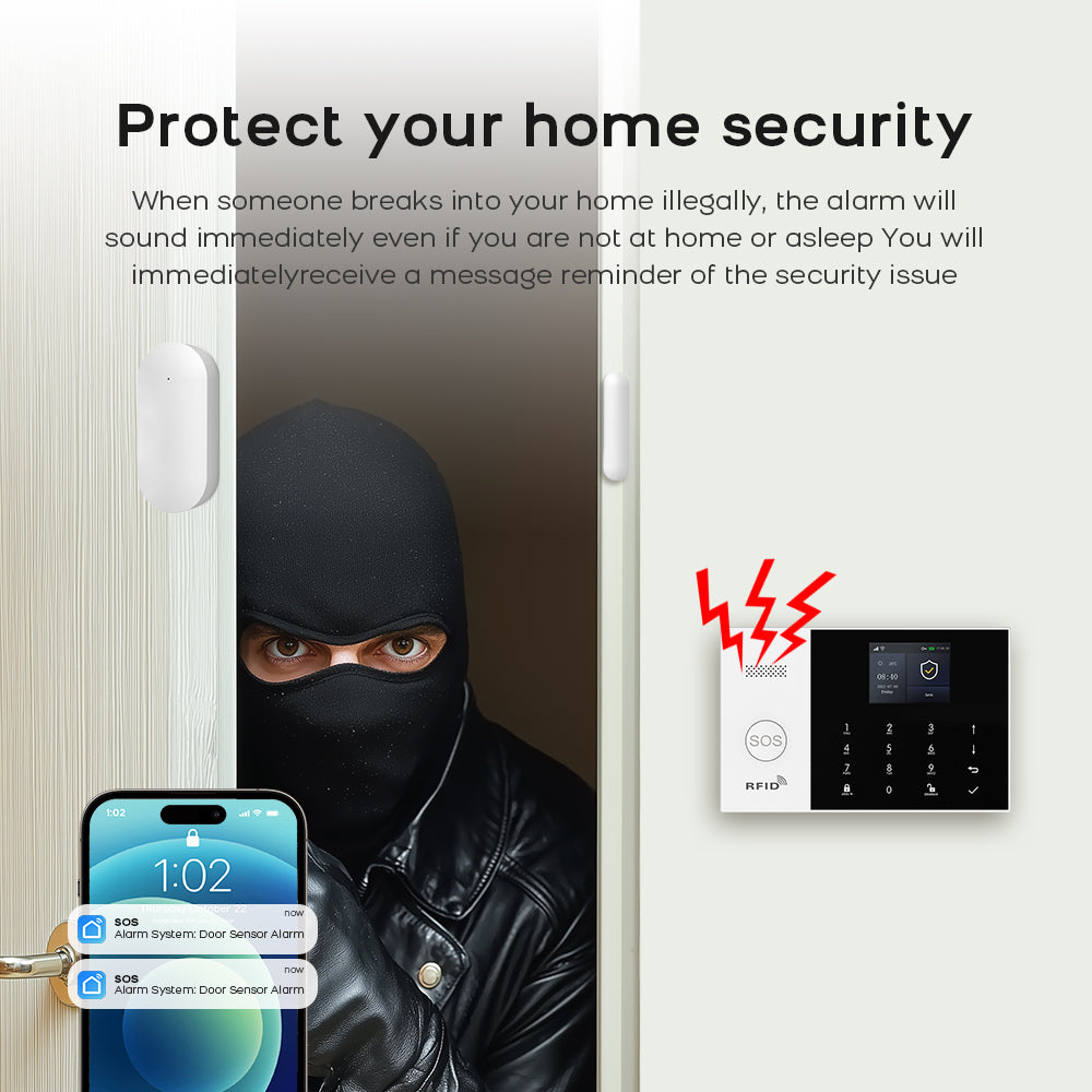 Smart Home Security System Tuya GSM WiFi Alarm With Alexa Integration  Wireless Alarm 4