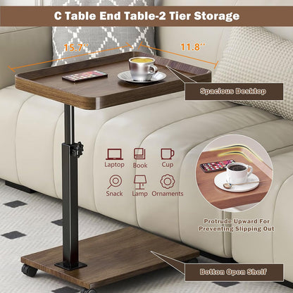 360 Rotatable Adjustable Rolling Cart Overbed Bedside Table Laptop Desk Medical Bed Food Tray Sofa  2