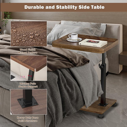 360 Rotatable Adjustable Rolling Cart Overbed Bedside Table Laptop Desk Medical Bed Food Tray Sofa  5