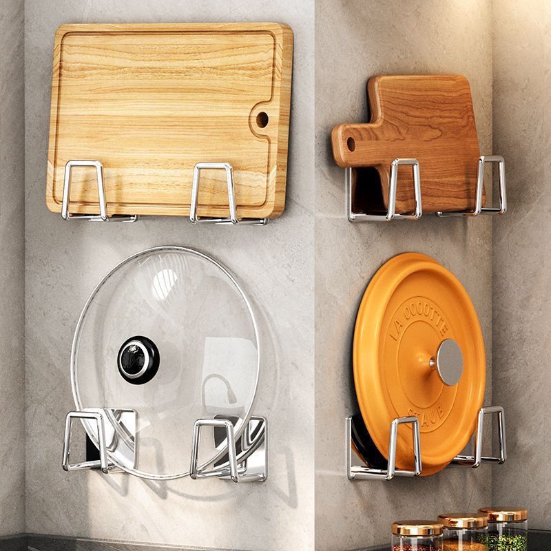 Portable Wall Mounted Kitchen Rack Stylish Pot Lid Rack Under Cabinet Cutting Board Storage 1