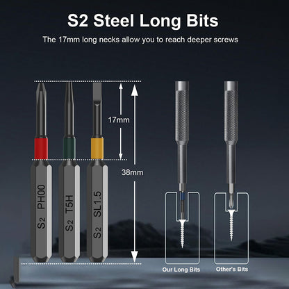 Magnetic Precision Screwdriver Kit, Tool Set for Glasses, Watches, PC, Computer Repairs with Bits