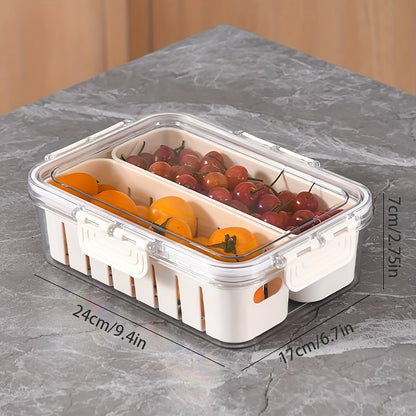 Snackle Box Container, Portable Snack Tray with Handle, Veggie Serving Tray for Refrigerator