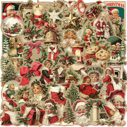 Creative Retro Christmas Stickers for Laptop Phone Suitcase Wall Kids Toys Scrapbook Decorations