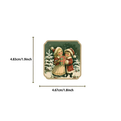 Creative Retro Christmas Stickers For Laptop Phone Suitcase Wall Kids Toys Scrapbook Decorations 6