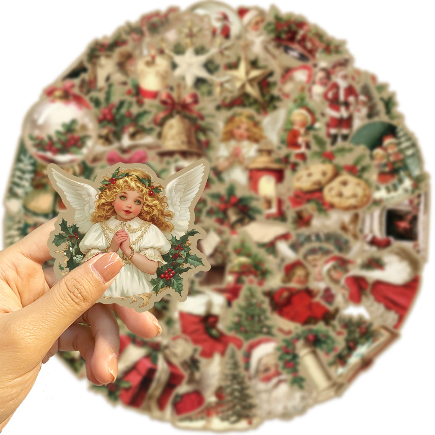 Creative Retro Christmas Stickers For Laptop Phone Suitcase Wall Kids Toys Scrapbook Decorations 1