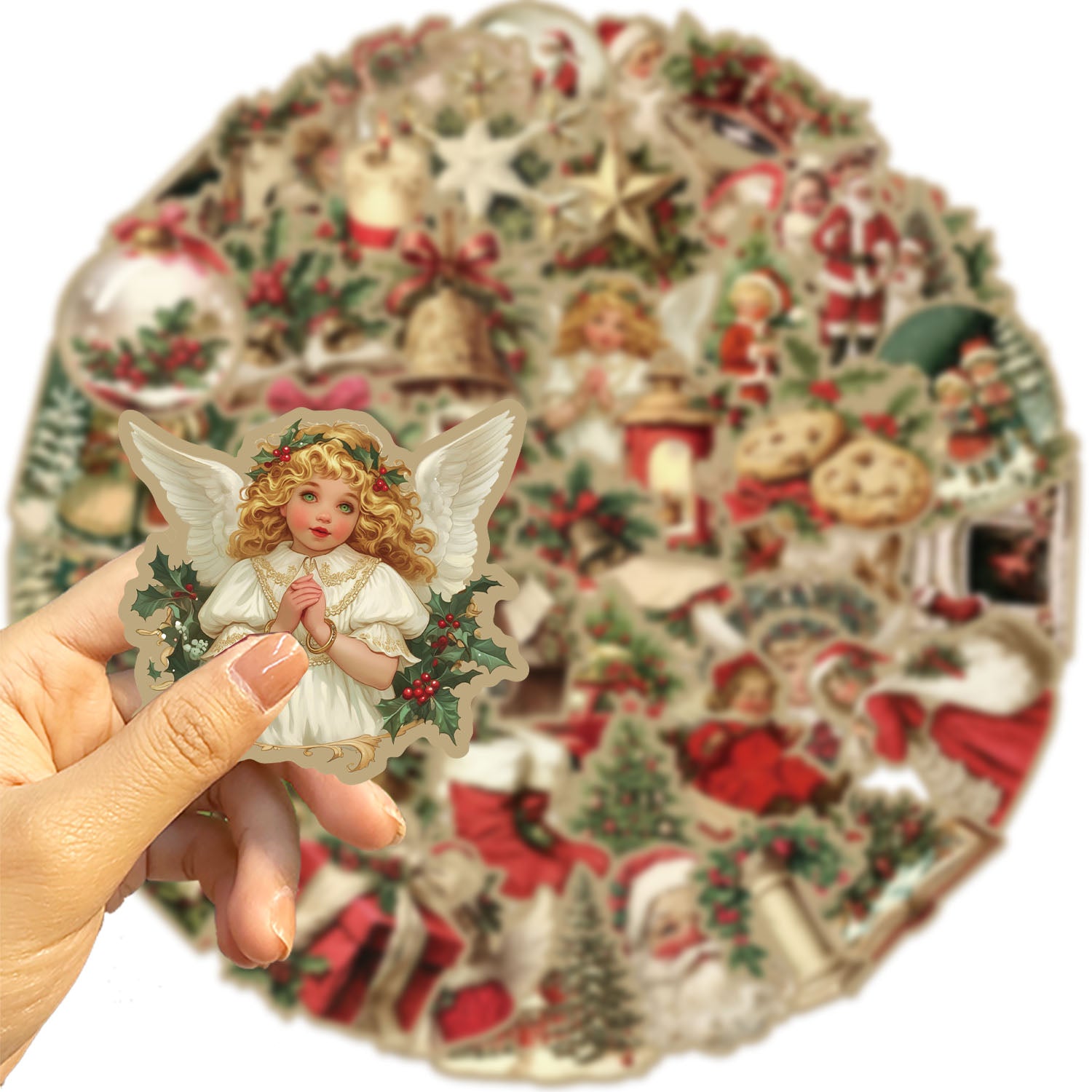 Creative Retro Christmas Stickers For Laptop Phone Suitcase Wall Kids Toys Scrapbook Decorations 1