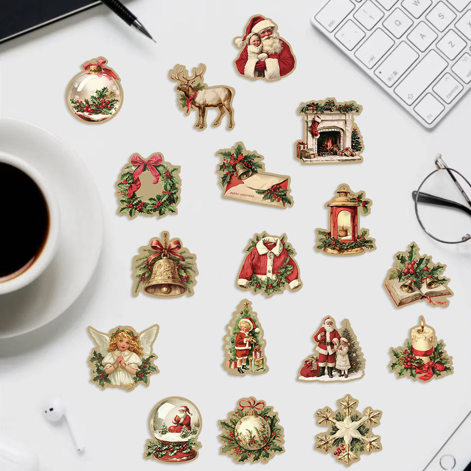 Creative Retro Christmas Stickers For Laptop Phone Suitcase Wall Kids Toys Scrapbook Decorations 2