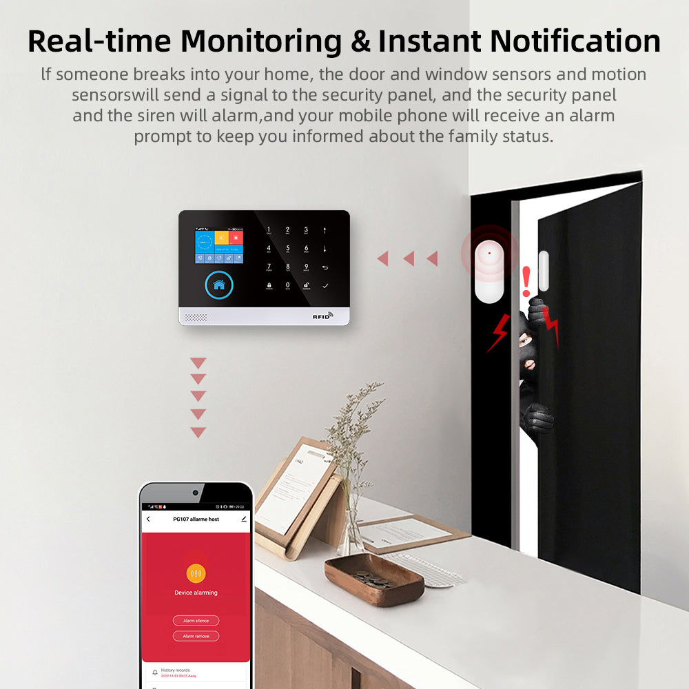 WIFI GSM Home Security System Screen With RFID Card  PIR Motion 4