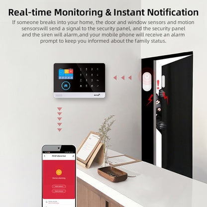 WIFI GSM Home Security System Screen With RFID Card  PIR Motion 4
