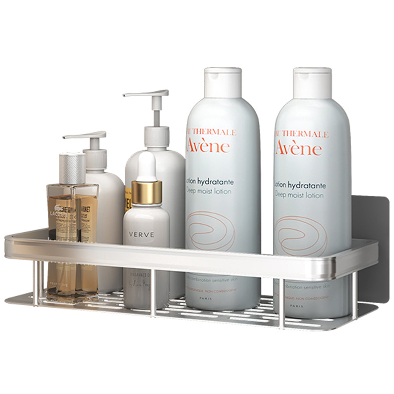 Stainless Steel Bathroom Storage Rack, Anti Rust Shower Rack, Suction Cup Storage Rack for Household Organization