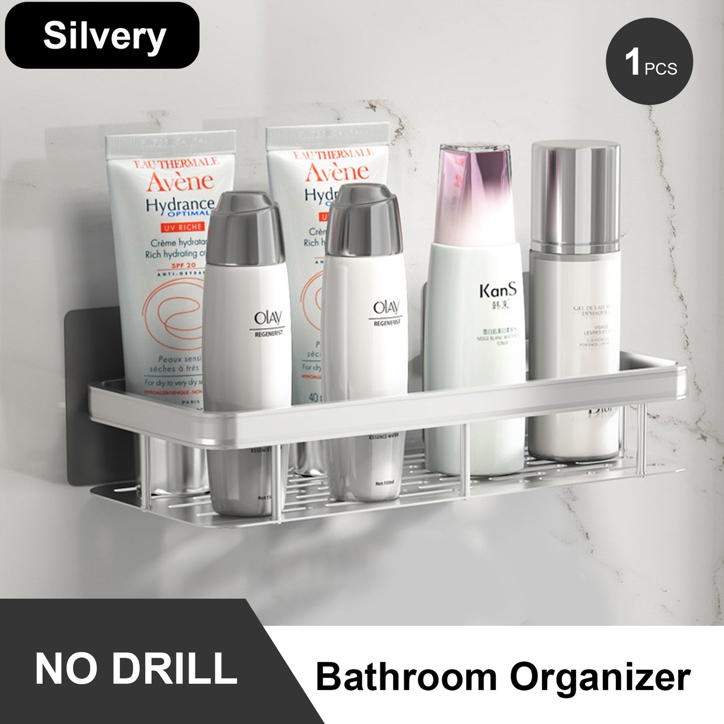 Stainless Steel Bathroom Storage Rack Anti Rust Shower Rack Suction Cup Storage Rack For Household  6