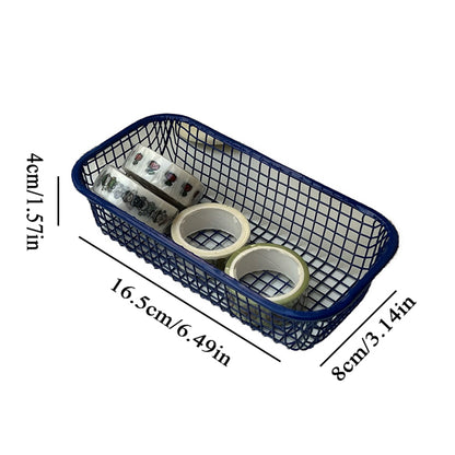 Metal Desktop Storage Basket, Sundries Organizer Basket for Office Stationery, Photocard Case, Home Supplies