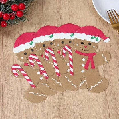 Gingerbread Shaped Paper Napkins  20pcs Brown Disposable Christmas Holiday Tissue Napkins For Festi 1