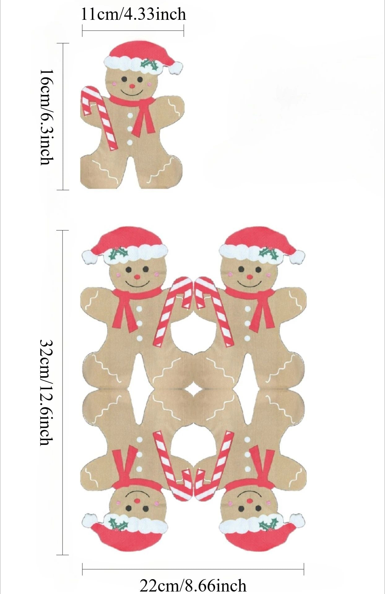Gingerbread Shaped Paper Napkins  20pcs Brown Disposable Christmas Holiday Tissue Napkins For Festi 2