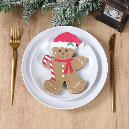 Gingerbread Shaped Paper Napkins  20pcs Brown Disposable Christmas Holiday Tissue Napkins For Festi 3