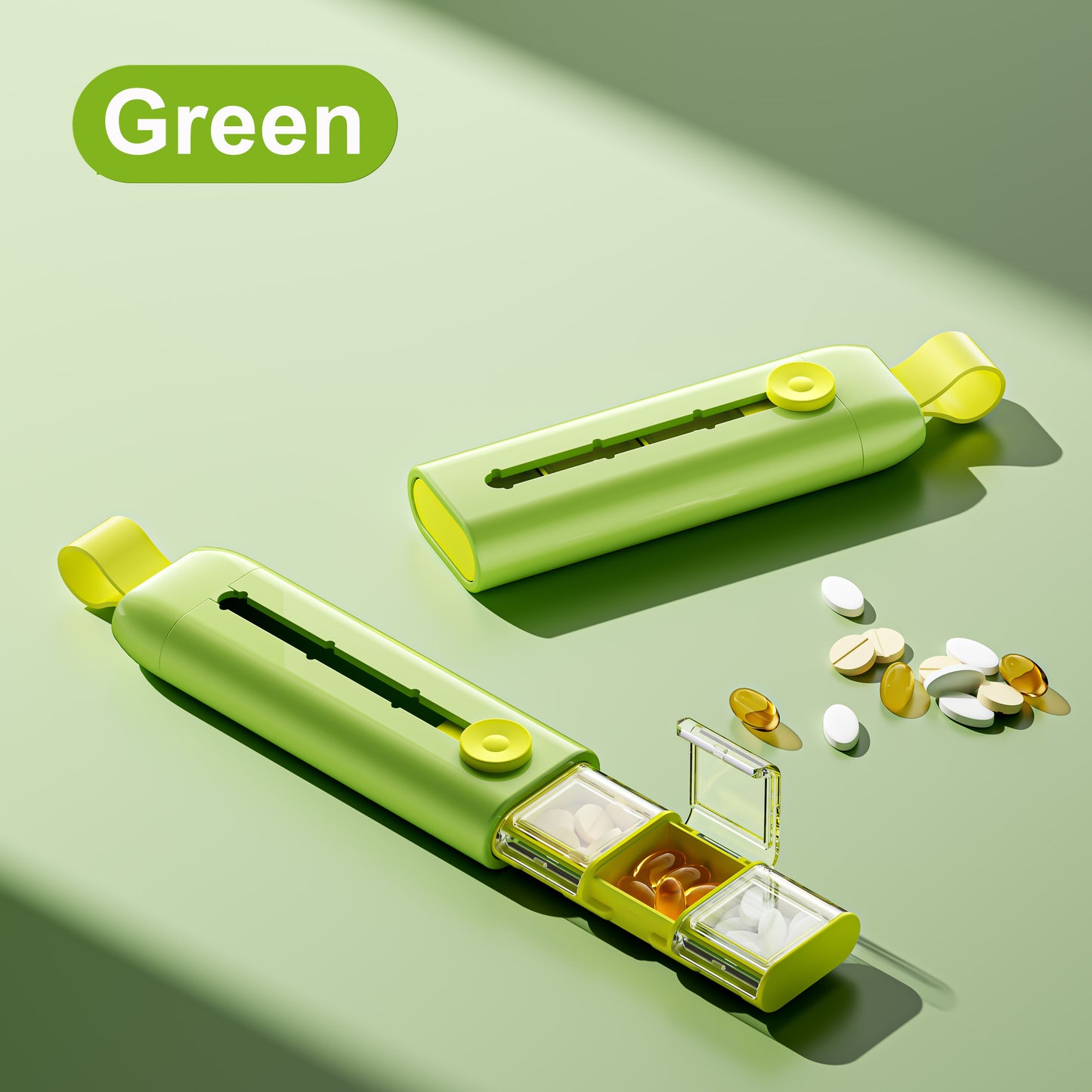 Compartments Anti-Spill Pill Organizer, Push Pop Slide Travel Case, BPA-Free and Food-Grade for Vitamins Supplements
