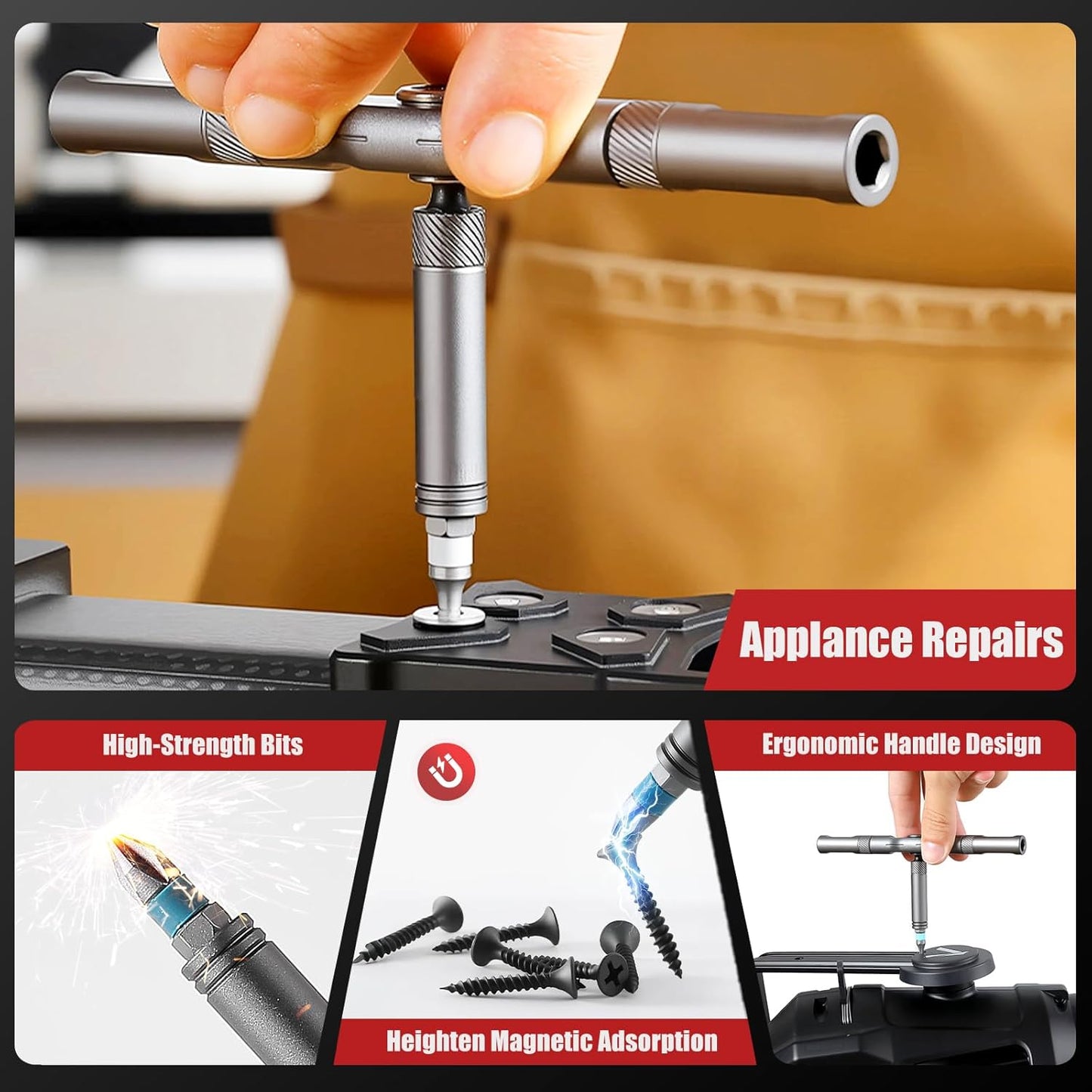 Mini Repair Tool Kit, Multifunction Ratchet Screwdriver Set with Multi Magnetic Bits for Desk & Household