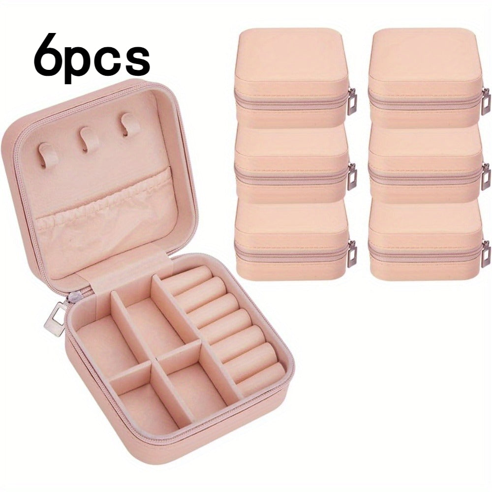 Travel Friendly Storage Box Pink Synthetic Leather Jewelry Box For Earrings Necklaces Rings 7