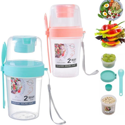 Portable Meal Prep & Breakfast On The Go Cups – Leak-Resistant Yogurt, Cereal & Salad Parfait Containers with Fork