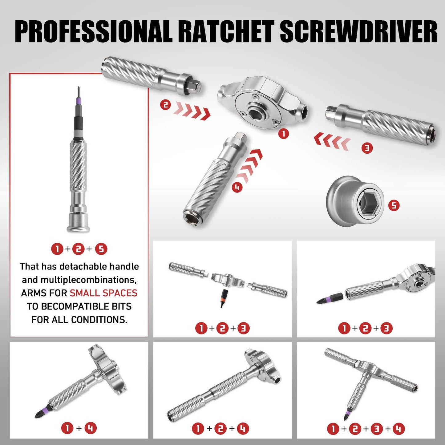 Mini Repair Tool Kit, Multifunction Ratchet Screwdriver Set, Multi Magnetic Bits for PC and Desk