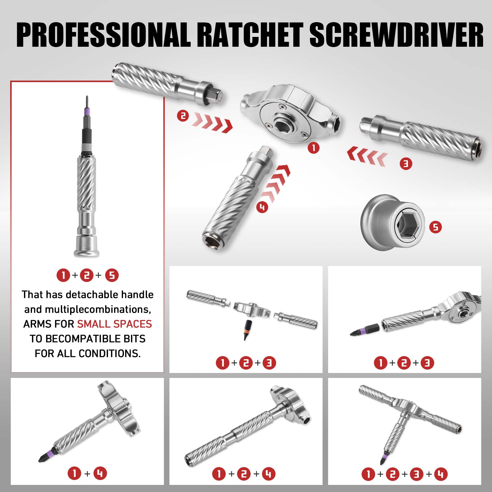 Mini Repair Tool Kit, Multifunction Ratchet Screwdriver Set, Multi Magnetic Bits for PC and Desk