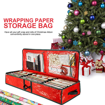 Christmas Wrapping Paper Storage Organizer Durable Oxford Fabric Gift Wrap Storage Bag Fits Ribbon  2