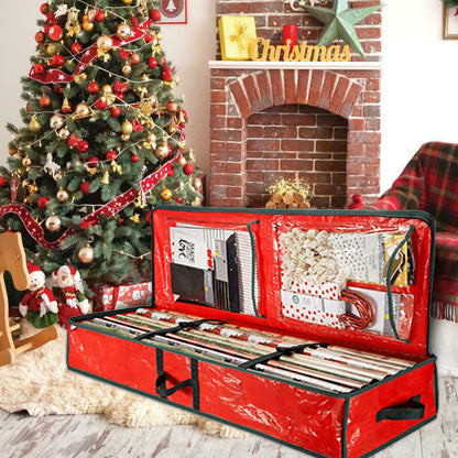 Christmas Wrapping Paper Storage Organizer Durable Oxford Fabric Gift Wrap Storage Bag Fits Ribbon  3