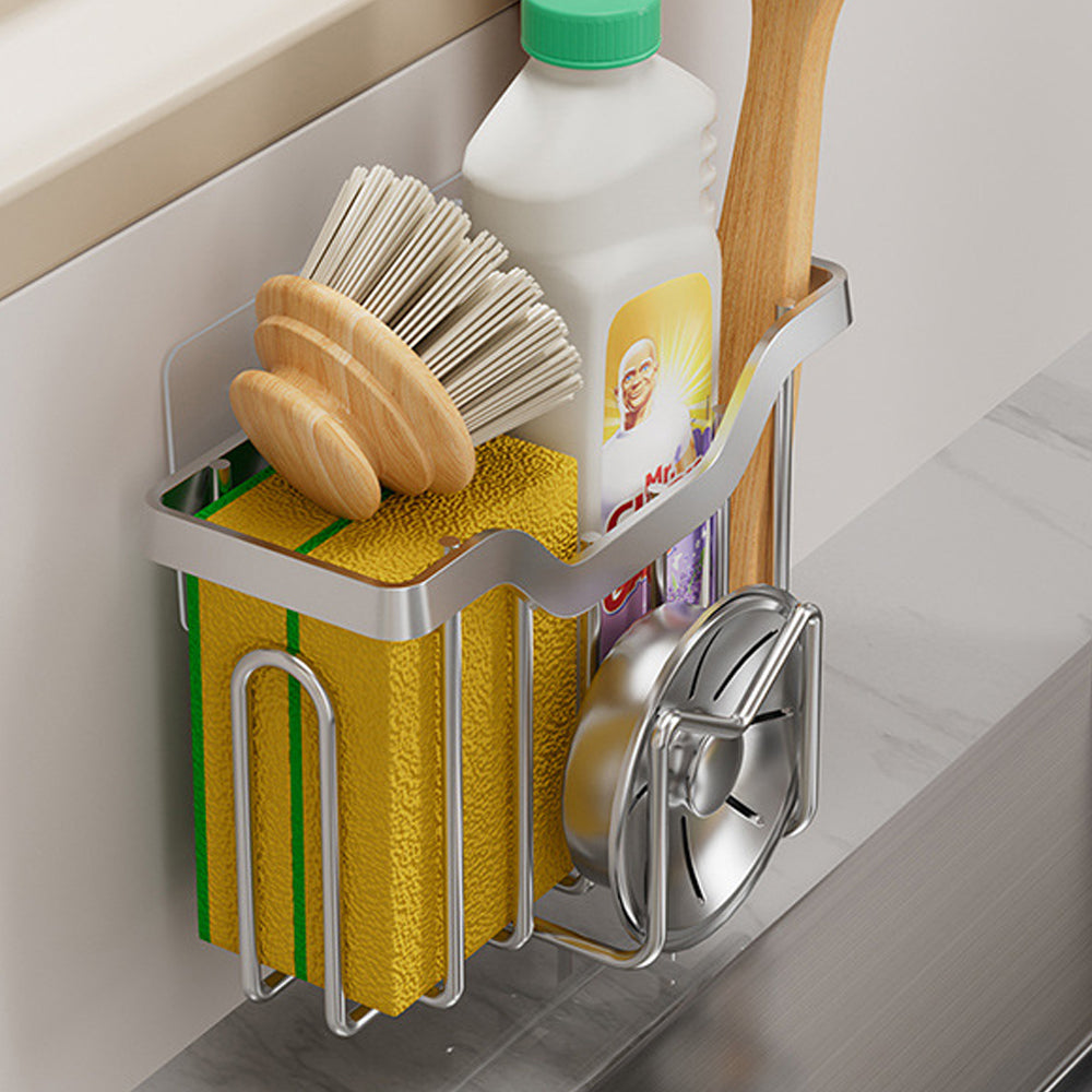 Rustproof Stainless Steel Sink Caddy, Kitchen Sink Organizer for Sponge Brush, Sponge Holder for Kitchen Sink