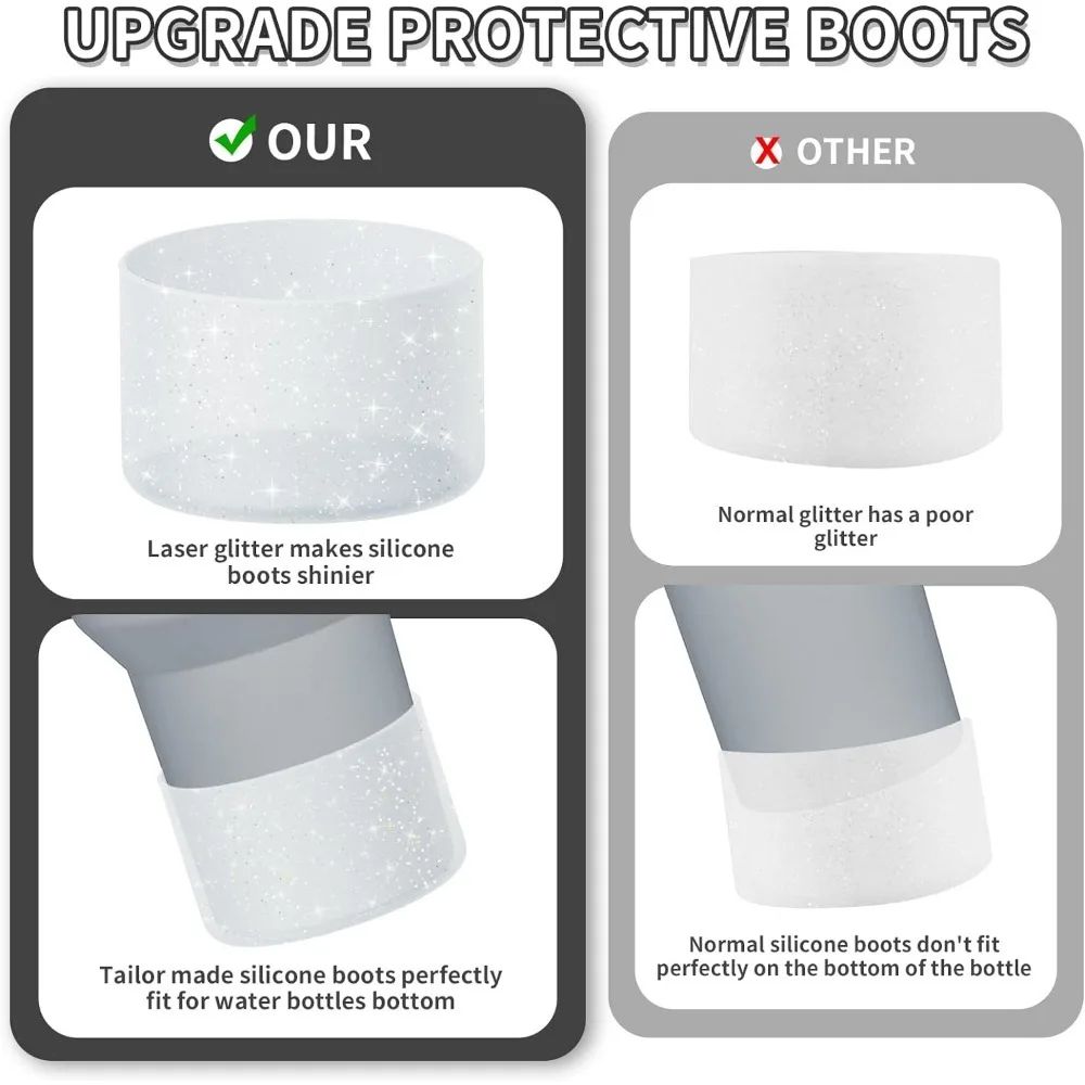 Protective Bling Silicone Tumbler Boot Sleeve  Fits 2040oz Bling Tumbler Sleeve  Hydro Flask Bottle 2