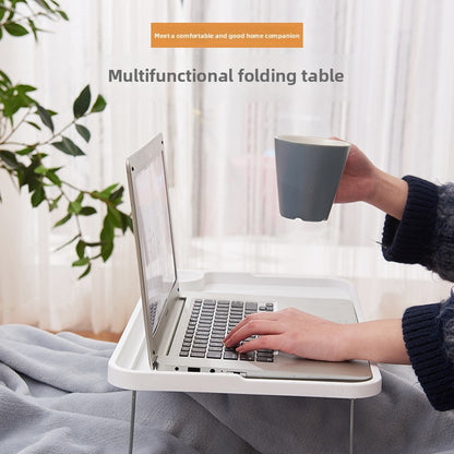 Foldable Bed Table With Cup Holder Portable MultiFunction Lap Tray Desk Ergonomic Space Saving Desk 1