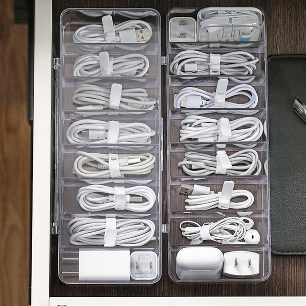 Desk Storage Container Transparent Plastic Data Line Box Cable And Makeup Organizer 3