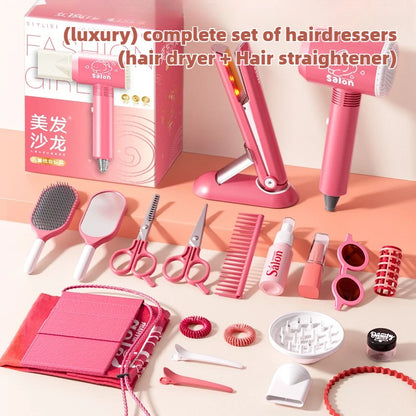 Kids Hair Beauty Makeup Set Girls Beauty Salon Set Pretend Play House Gift Fun Game Fashion Styling Tool Simulation Hair