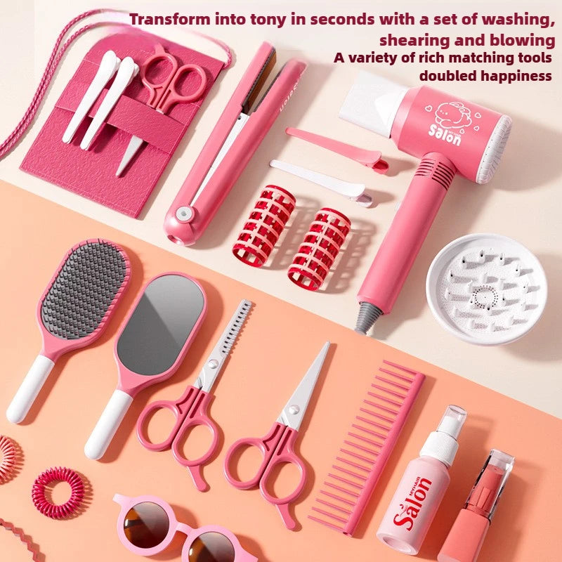 Kids Hair Beauty Makeup Set Girls Beauty Salon Set Pretend Play House Gift Fun Game Fashion Styling