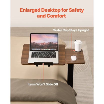 SucceBuy Adjustable Overbed Table With Swivel Casters Mobile Bed Side Desk For Home Office And Stud 2