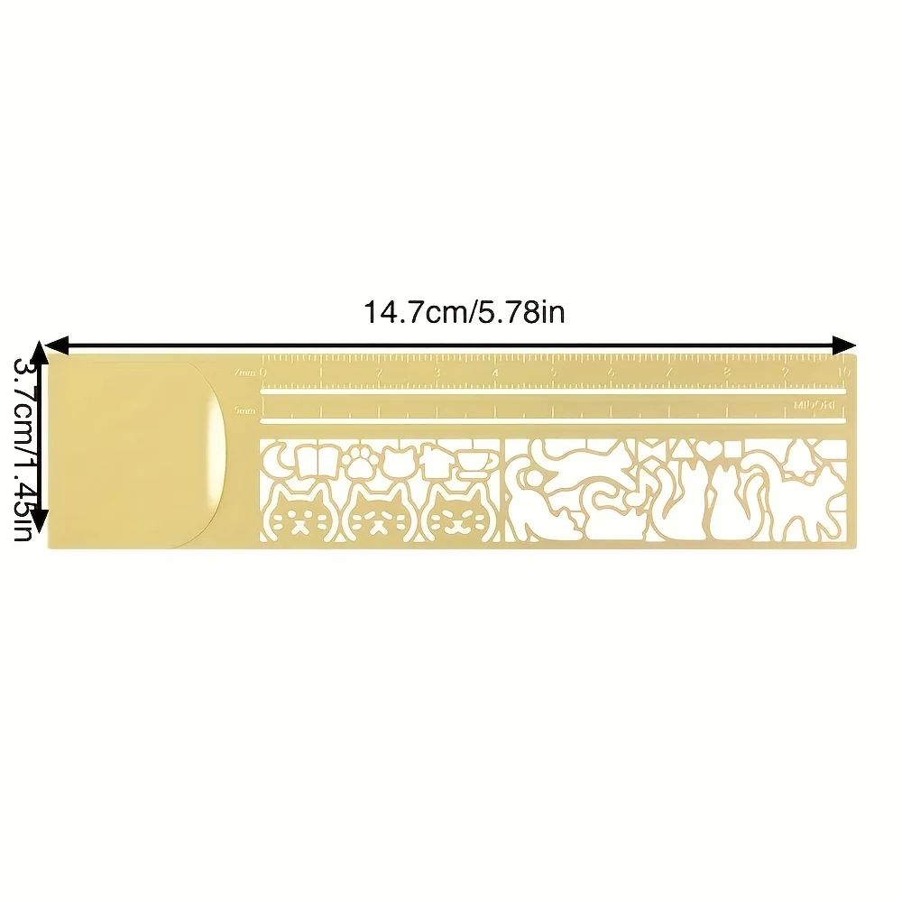 ThreeinOne Cat Lover Template Ruler  Cute Cat Stencil Bookmark  DoubleSided Measuring Ruler With 20 2
