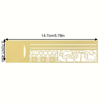 ThreeinOne Cat Lover Template Ruler  Cute Cat Stencil Bookmark  DoubleSided Measuring Ruler With 20 2