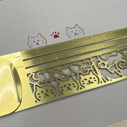 ThreeinOne Cat Lover Template Ruler  Cute Cat Stencil Bookmark  DoubleSided Measuring Ruler With 20 6