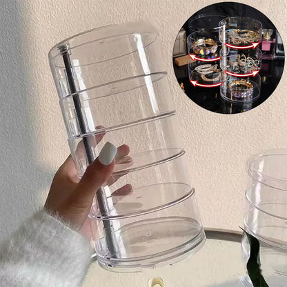 Round Plastic Organizer Box Jewelry Display Rack Rotating Makeup Storage Holder For Bracelets And E 1