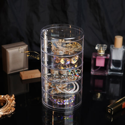 Round Plastic Organizer Box Jewelry Display Rack Rotating Makeup Storage Holder For Bracelets And E 2