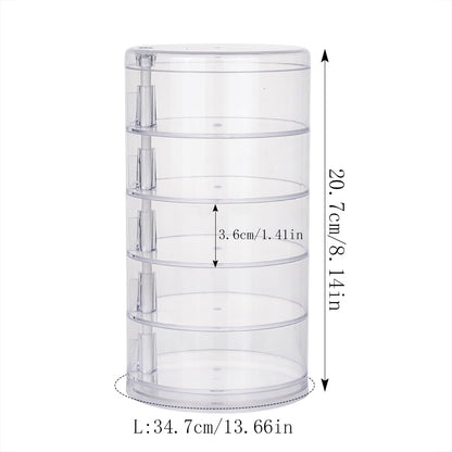 Round Plastic Organizer Box Jewelry Display Rack Rotating Makeup Storage Holder For Bracelets And E 6
