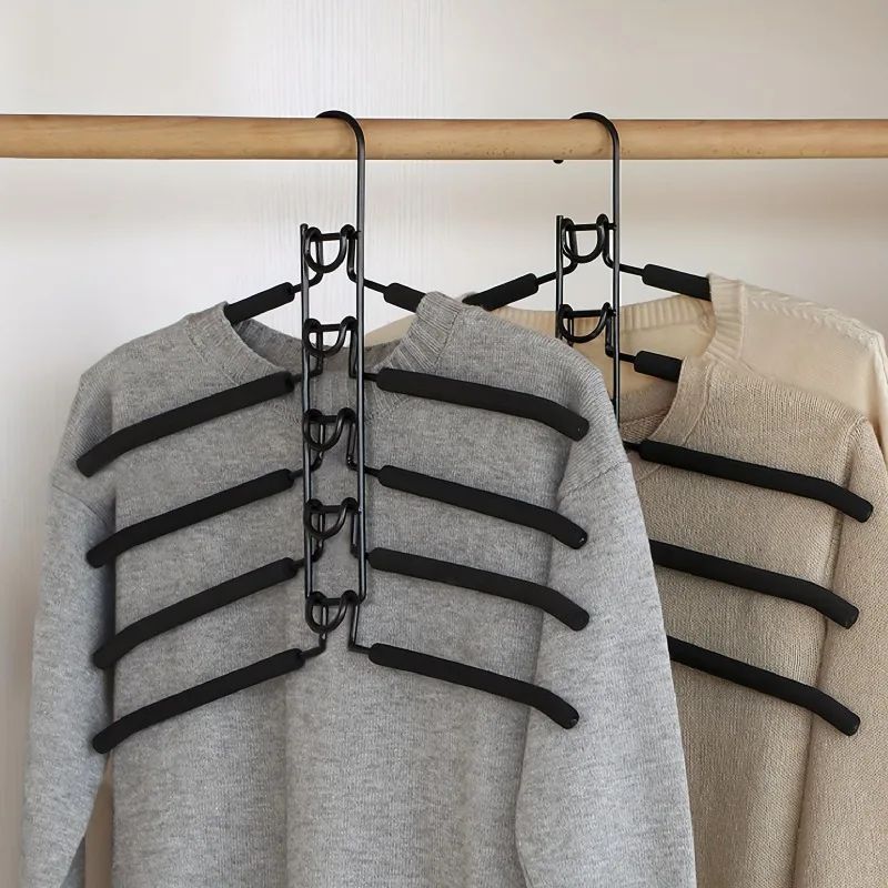 Heavy-Duty Space-Saving Clothes Hanger – Multi-Layer Metal Garment Organizer with Non-Slip Foam Pads for Maximizing Clos