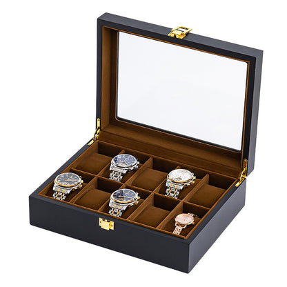 Handmade Wood Watch Box Grids Jewelry Holder, Storage Organizer for Watch Display Case