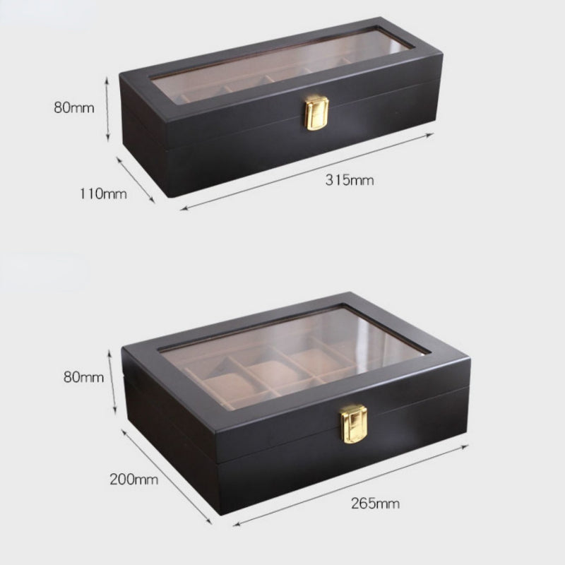 Handmade Wood Watch Box Grids Jewelry Holder, Storage Organizer for Watch Display Case