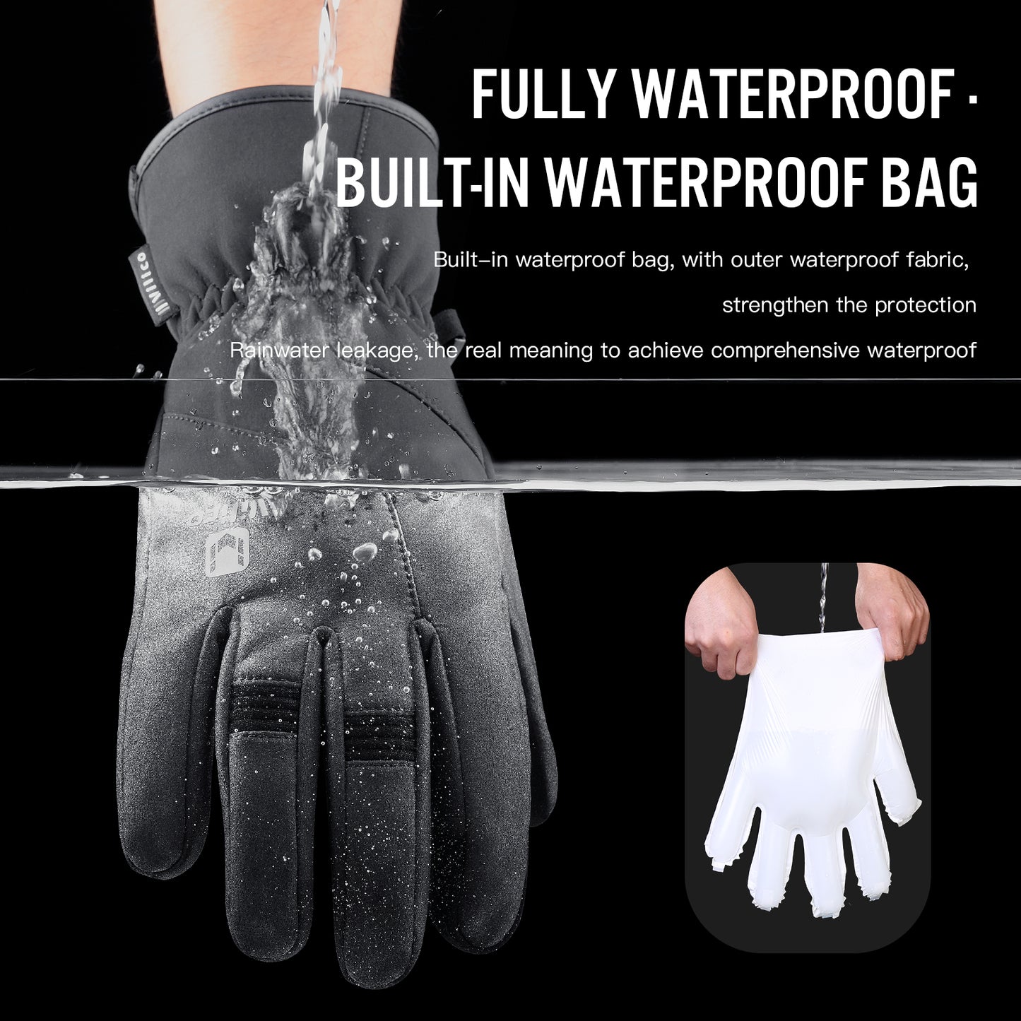 Warm Waterproof Winter Gloves For Men Windproof Touchscreen NonSlip Cycling Gloves 2