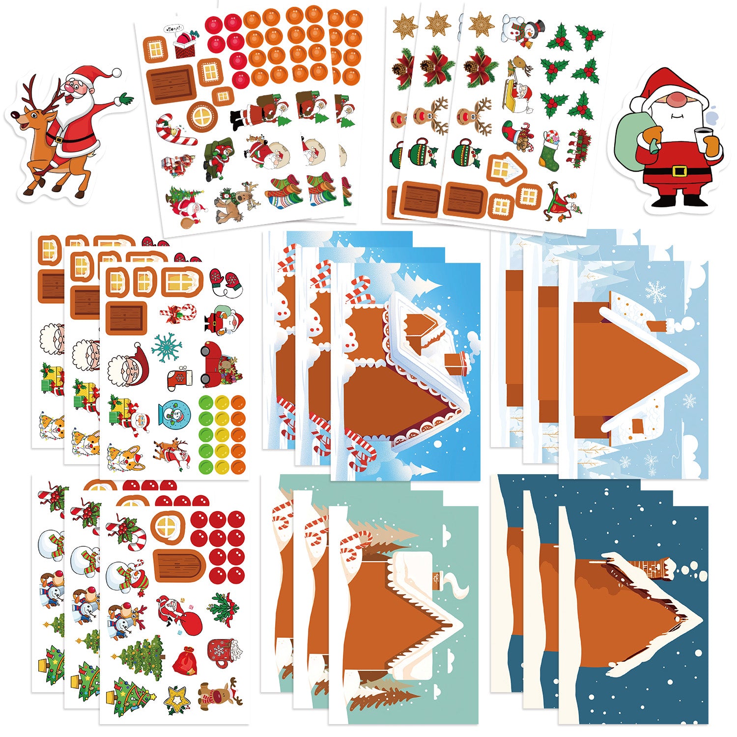 Kids DIY Puzzle Stickers Cartoon Christmas Snowman Party Decor Waterproof Jigsaw Toy Make A Face 7