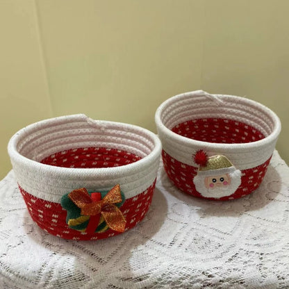 Festive Red Fabric Christmas Storage Basket for Gifts and Toys, Ideal Holiday Decor