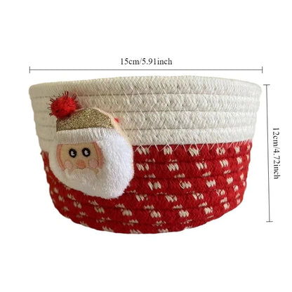Festive Red Fabric Christmas Storage Basket for Gifts and Toys, Ideal Holiday Decor