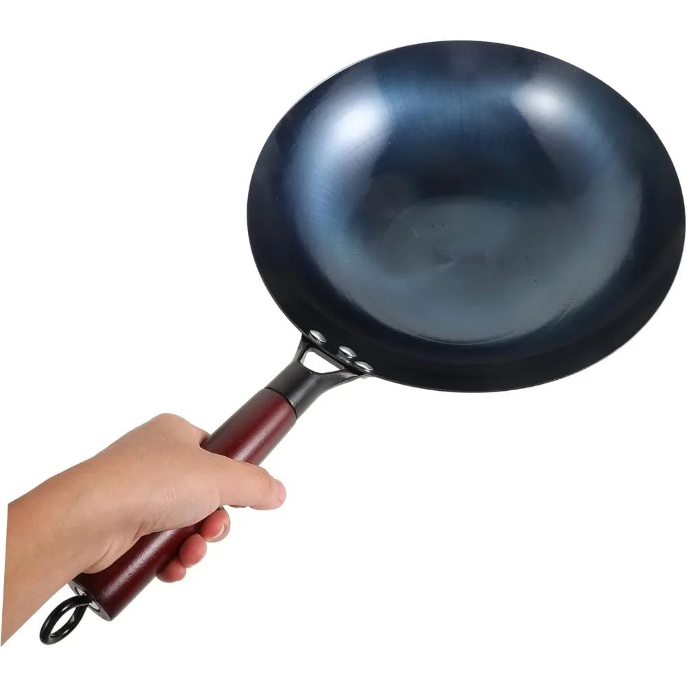 HeritagePro Traditional Cast Iron Wok  Premium Iron Cookware With Wood Handle 12 In 2